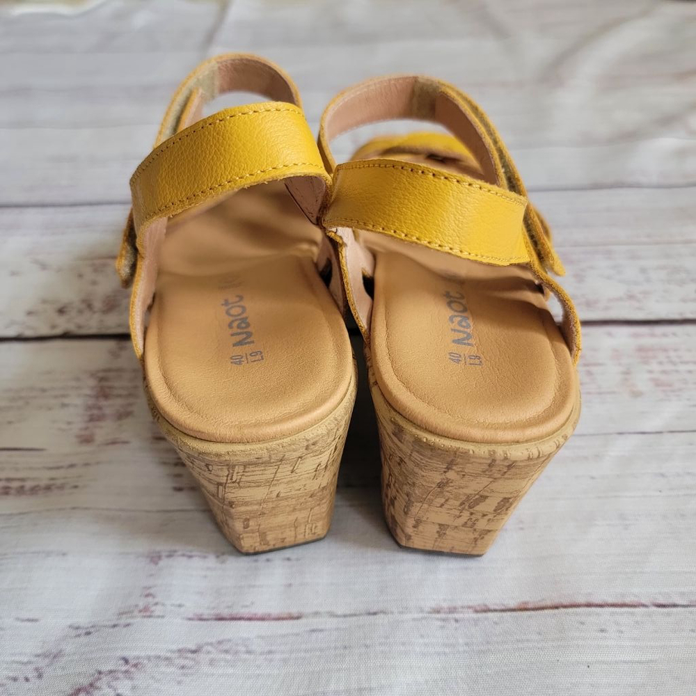 Naot Yellow Leather Cork Wedge Sandals - Picture 3 of 7